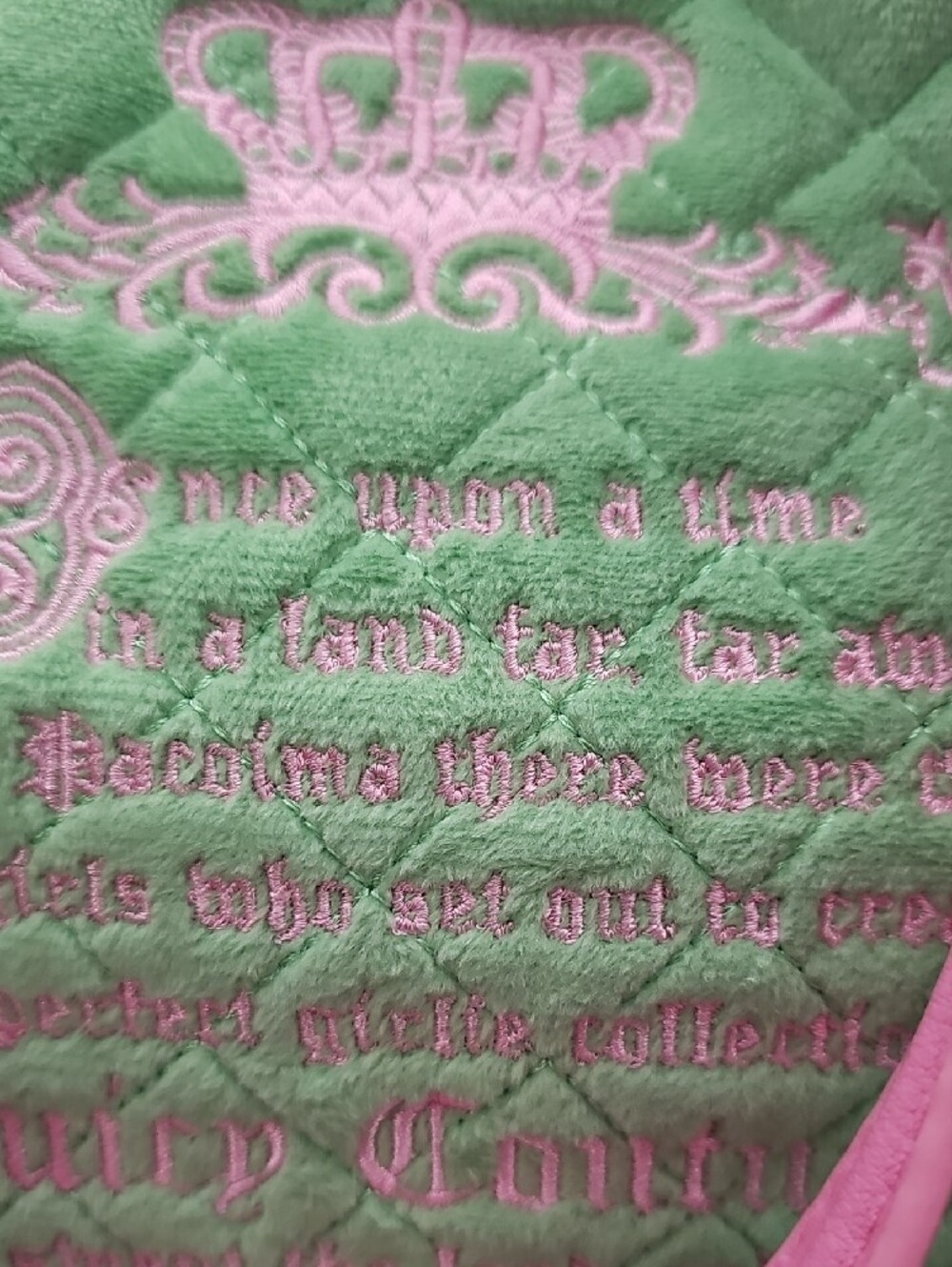 Juicy Couture Pink and Green Quilted Tote with Charm - Picture 2 of 7